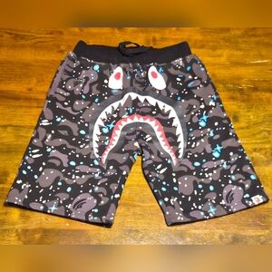 A Bathing Ape Shark Face Sweat Shorts, Mns L, Multi Color, Exc. Pre-owned Cond.!